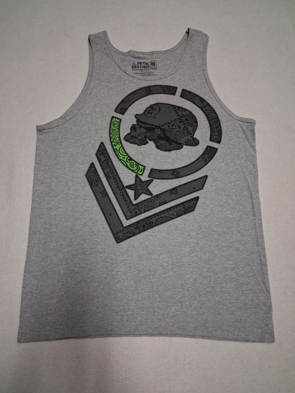 Metal Mulisha Boys' Grey Tank Top with Black & Neon Green Graphic
